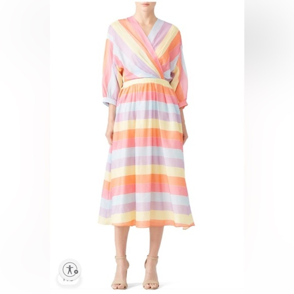 Tara Jarmon Rainbow Stripe Midi dress size 38/6